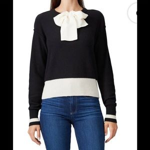 Sweet Baby Jamie Womens Bow Tie Cashmere Wool Sweater Cream Black Size L